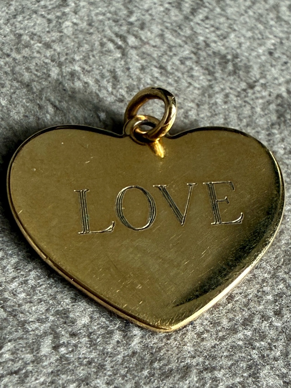 Gold Heart Pendant Necklace with LOVE Engraving - Women Jewelry